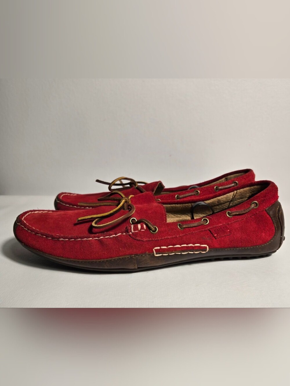 Polo Ralph Lauren Wyndings So-Dry Leather Driver Moccasins Loafers Red Men 14D